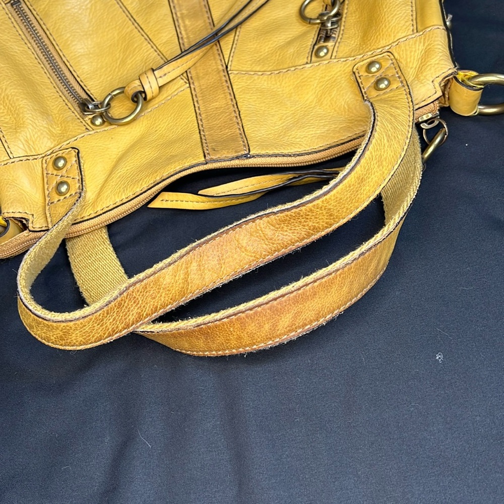 Fossil Mustard Yellow Double Strap Distressed Lea… - image 3